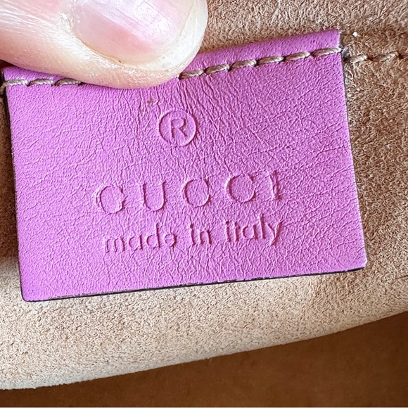 SOLD ‼️GUCCI  Matelasse Small GG Marmont Chain Shoulder Bag Candy Mousse cross - Picture 15 of 15